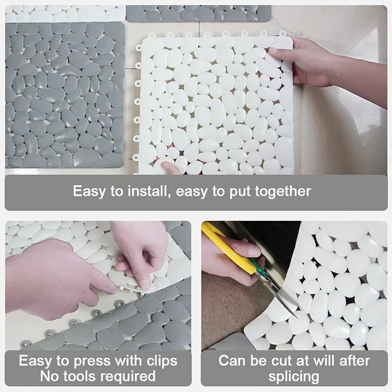 1-10 قطعة 30X30cm الحمام حصاة  - مراجعة Bamboo Bath Mat وسعره